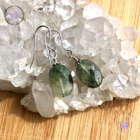 Prehnite Facet Oval Earrings